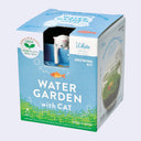 Water Garden with Cat growing kit in its light blue and green retail box, featuring a white cat figurine visible through a window cutout.
