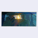 Abstract artwork with a central light source on a blue background