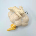 A ceramic wall hook shaped like a cream-colored rabbit resting on a cloud with a yellow lightning bolt, shown against a plain light gray background.