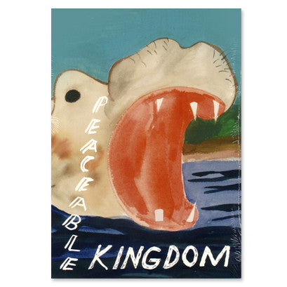 Chris Johanson & Jo Jackson - Peaceable Kingdom cover. A large illustrated hippo has mouth open.