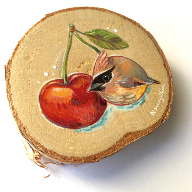 Bird Show - Nancy Chiu - "Cedar Waxwing as a Cherry"