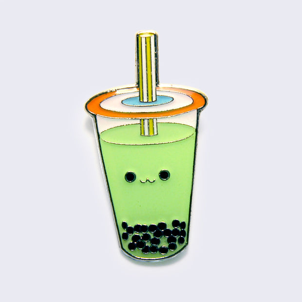 Giant Robot - Boba Bubble Tea Enamel Pin (Matcha Green Tea) -