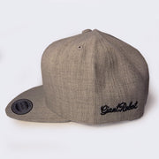 Side of grey hat, with "Giant Robot" embroidered on the side in black cursive font.