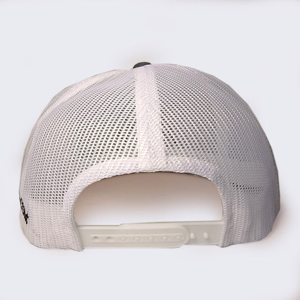 Back side of baseball cap is made up of all white mesh.