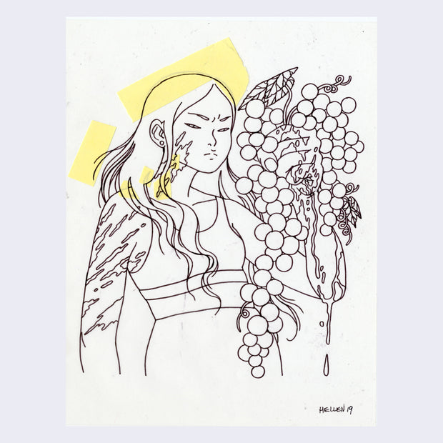 Rakugaki 4 - Hellen Jo - "The Grape Situation, for Fairweather Cider (ink)"
