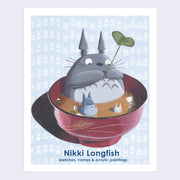 Book cover featuring an illustration of Totoro sitting in a bowl of Miso soup.