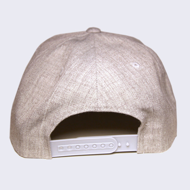 Back side of heather gray baseball cap.