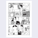 Page excerpt, black and white manga panel of a girl breaking up with her boyfriend.