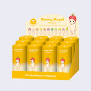 Display flat featuring all Sonny Angel fruit design options and 12 individual boxes of Sonny Angel Fruit series.