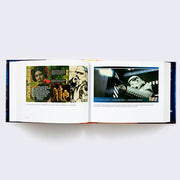 Open two page book spread of various Star Wars photographs and memorabilia.