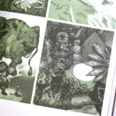 Inside page. A close up of a photo realistic drawing of a tengu -- a winged demon wearing monk clothes.