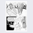 Single page excerpt of a two panel comic illustration with alien creatures fighting.