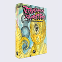 Light blue book cover with a yellow alien on the cover with dripping eyes and skin ripples. Title is written in pink font and reads "Tetsupendium Tawarapedia"