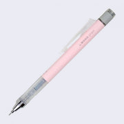 Mechanical pencil with a coral pink body and retractable eraser.