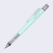 Mechanical pencil with a mint green body and retractable eraser.