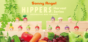 All variations of Sonny Angel Hippers Harvest Series, including carrot, radish, pineapple, apple, pear, strawberry, melon, tomato, grape, cherry, eggplant, mushroom and sprout.