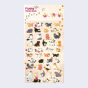 Sticker sheet with puffy 3D stickers of various cartoon cats of different coloring.