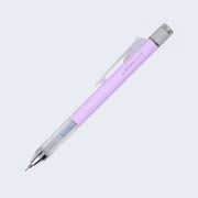 Mechanical pencil with a lavender purple body and retractable eraser.