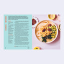 Open book 2 page excerpt of a recipe for Janchi Guksu accompanied by a photo of the finished dish.