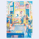 Book cover featuring a full bleed illustration of a girl sitting on the window sill of a very busy room, framed by an archway. She sits next to a cat and the interior of the house is fairly fancy. 