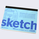 Sketchbook with blue cover. Text on cover describes the history of the famous South Houston street in New York also known as SOHO.