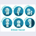 6 variations of Smiski: Bath series, including: Smiski with suds on their head, Smiski covering their eyes, Smiski being comforted by smaller Smiski, Smiski holding a rubber duck, Smiski sitting and looking up, Smiski peeking behind a wall with one hand over its mouth.