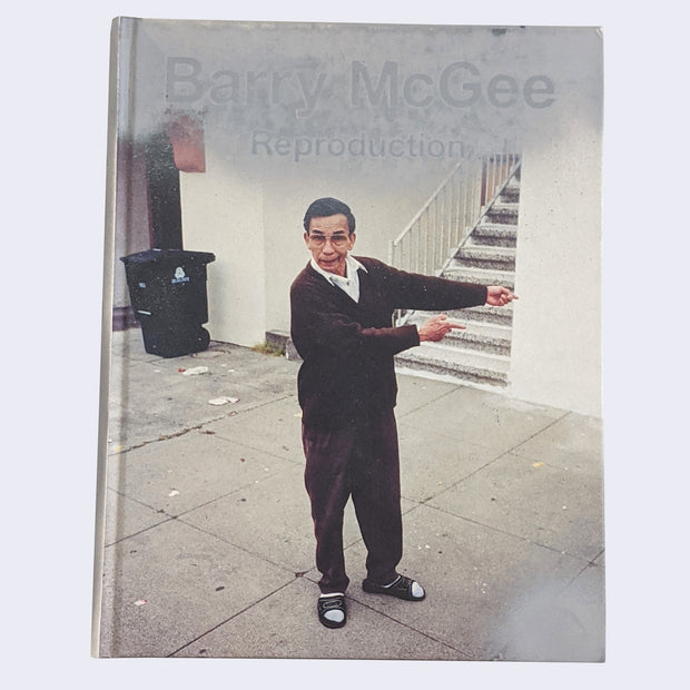 Barry McGee Book cover Reproduction with a man pointing to the right.