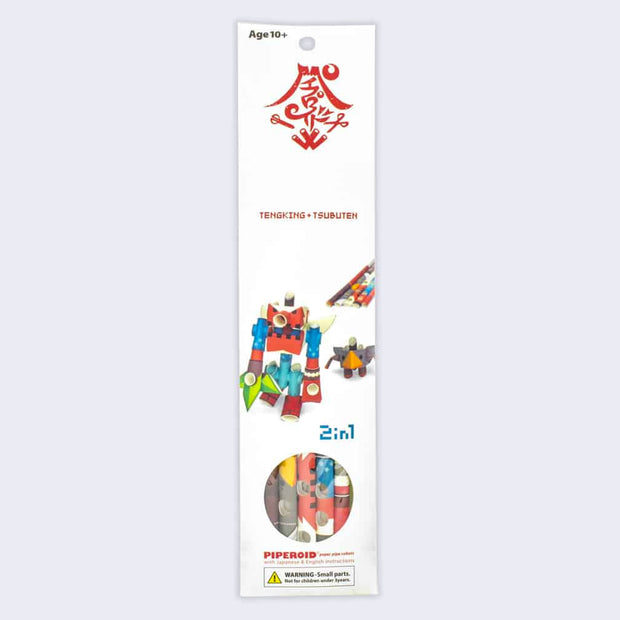 White paper packaging with part of the paper pipes visible that build the Piperoid figures.