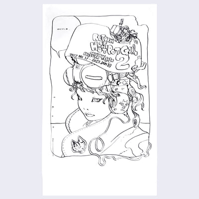 Katsuya Terada - Show Title Window Drawing - Return of the Hot Pot Girls 2 Exhibition 2023